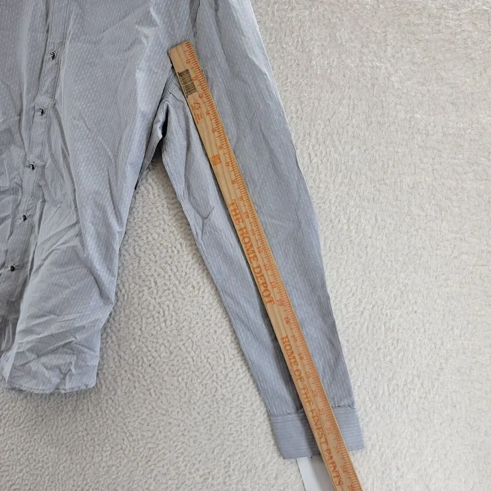 7 Diamonds Button Up Shirt Men's L Gray with Elbow Pads Collared Long Sleeves - Picture 9 of 15